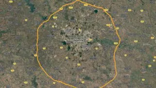 Regional Ring Road route map around Hyderabad